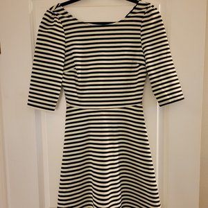 Pixley Black/White Striped Long-Sleeve dress, Size 8